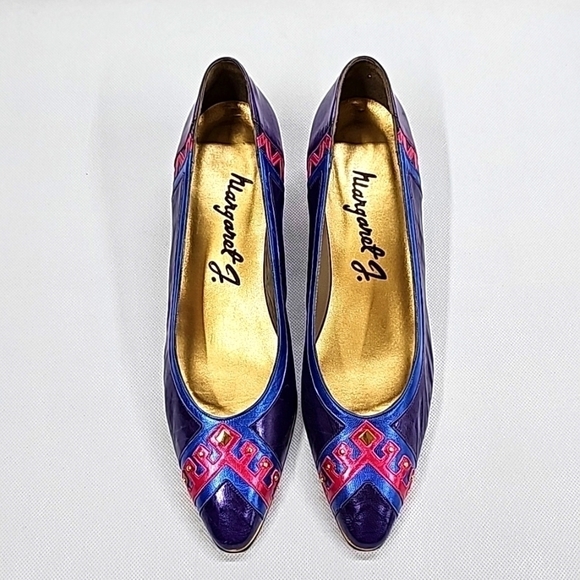 80's vintage Margaret J color block leather pumps - Picture 1 of 12